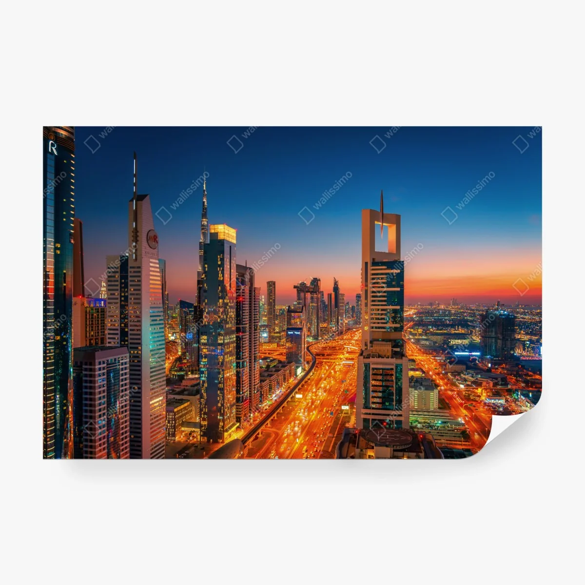 Papier peint ciel urbain de Dubaï au crépuscule – Wallnifity® Papier peint ciel urbain de Dubaï au crépuscule – Wallnifity®