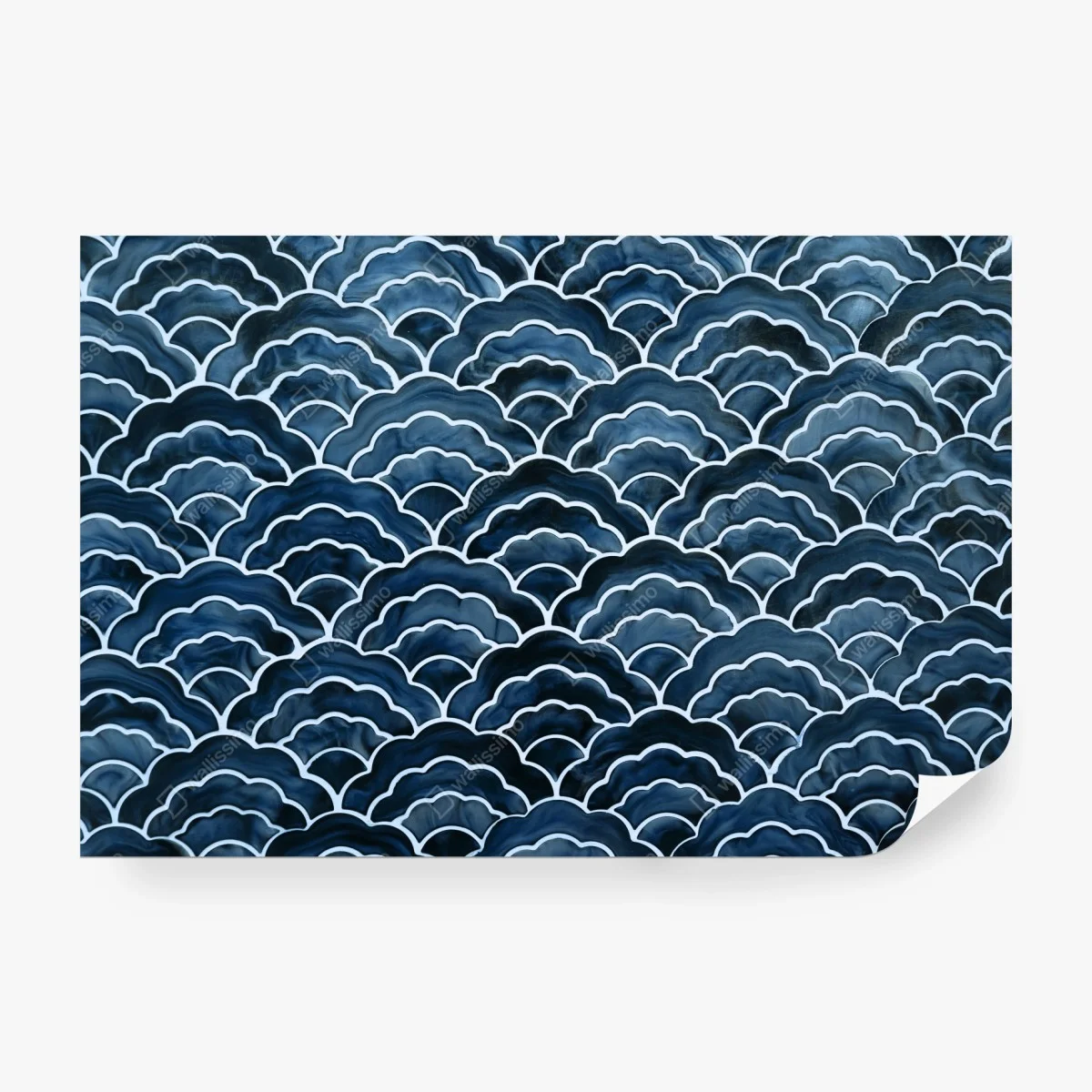 Papier peint motif de vagues japonaises bleu marine – Wallnifity® Papier peint motif de vagues japonaises bleu marine – Wallnifity®