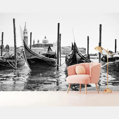 Papier peint gondoles amarrées à Venise – Wallnifity®