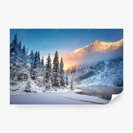 Papier peint aube hivernale au bord du lac – Wallnifity®