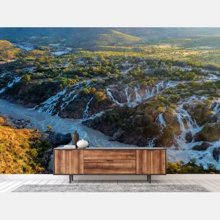 Papier peint cascades d'Epupa sur le fleuve Kunene au lever du soleil – Wallnifity®