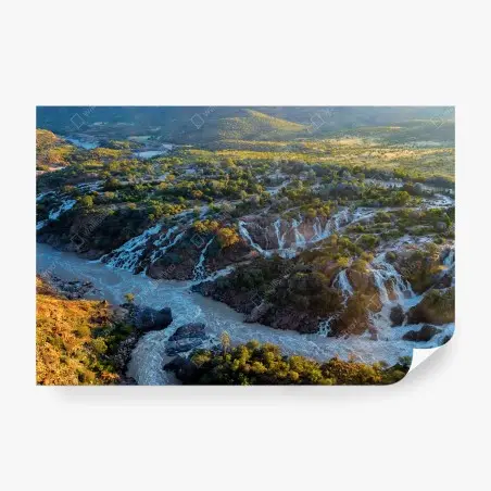 Papier peint cascades d'Epupa sur le fleuve Kunene au lever du soleil – Wallnifity®