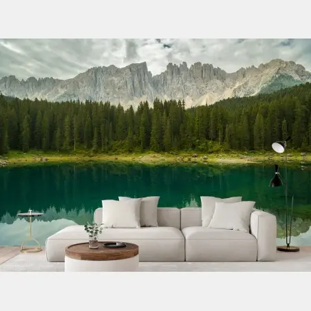 Papier peint reflet des Dolomites sur le Lago di Carezza – Wallnifity®