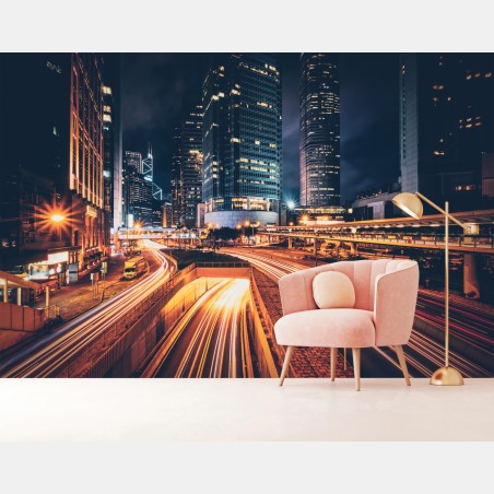 Papier peint métropole nocturne en mouvement – Wallnifity®