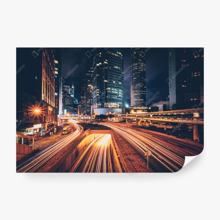Papier peint métropole nocturne en mouvement – Wallnifity®