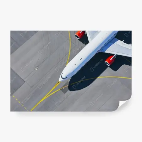 Papier peint avion sur le tarmac vue aérienne minimaliste – Wallnifity®