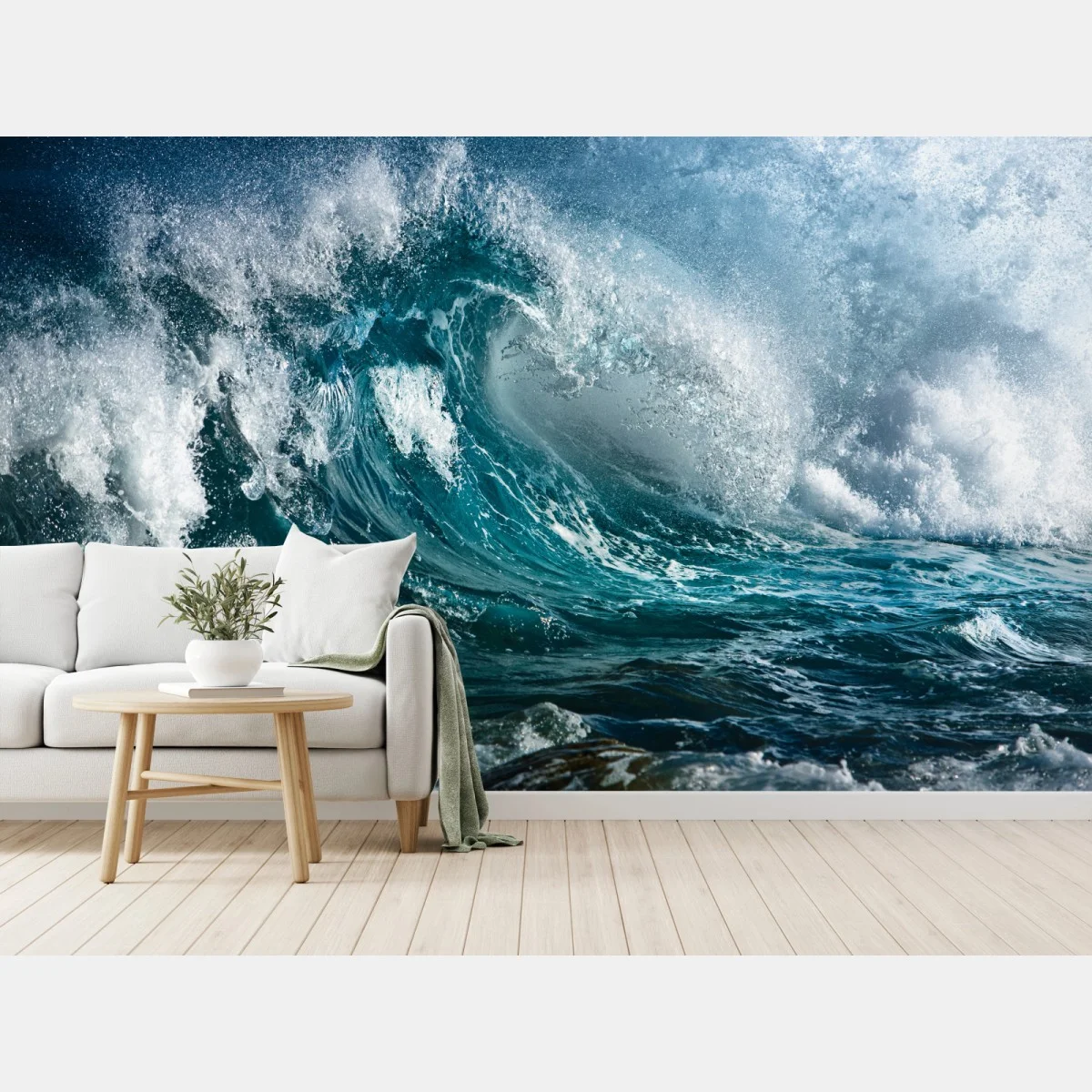 Papier peint vague turquoise en mouvement – Wallnifity® Papier peint vague turquoise en mouvement – Wallnifity®