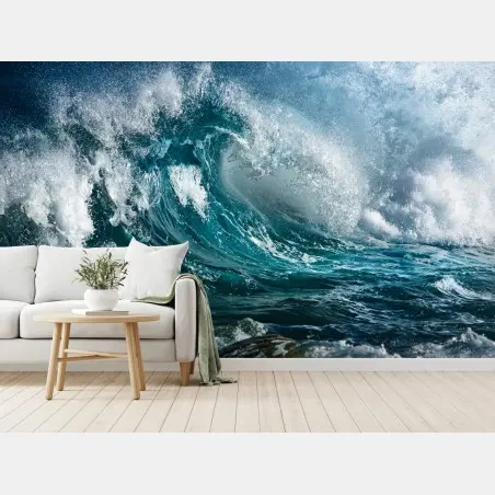 Papier peint vague turquoise en mouvement – Wallnifity®