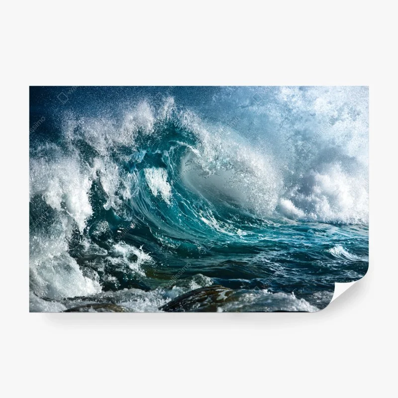 Papier peint vague turquoise en mouvement – Wallnifity® Papier peint vague turquoise en mouvement – Wallnifity®