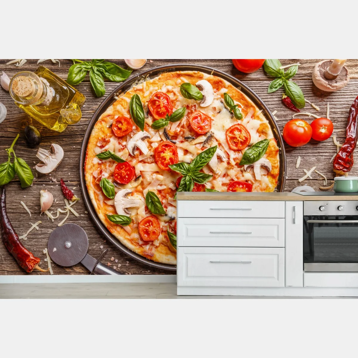 Papier peint pizza italienne rustique sur fond en bois – Wallnifity® Papier peint pizza italienne rustique sur fond en bois – Wallnifity®