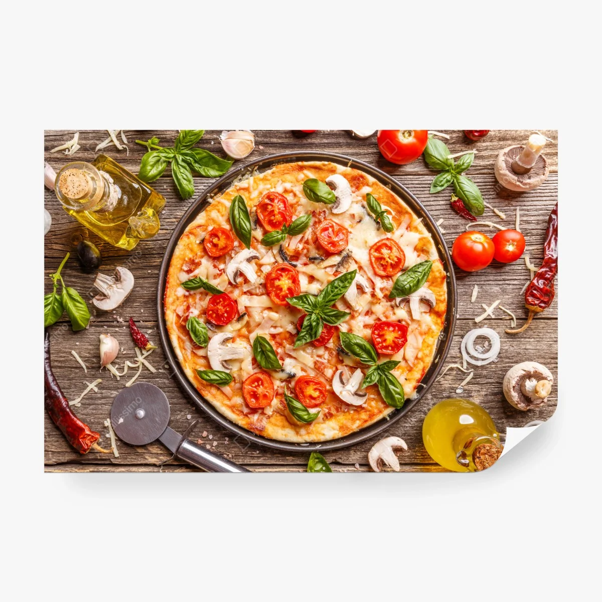 Papier peint pizza italienne rustique sur fond en bois – Wallnifity® Papier peint pizza italienne rustique sur fond en bois – Wallnifity®