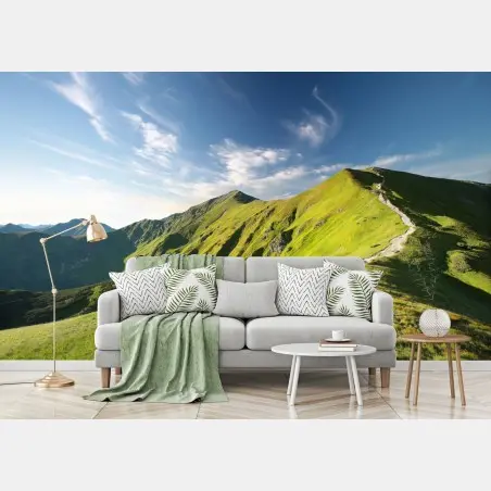 Papier peint sentier de montagne verdoyant – Wallnifity®