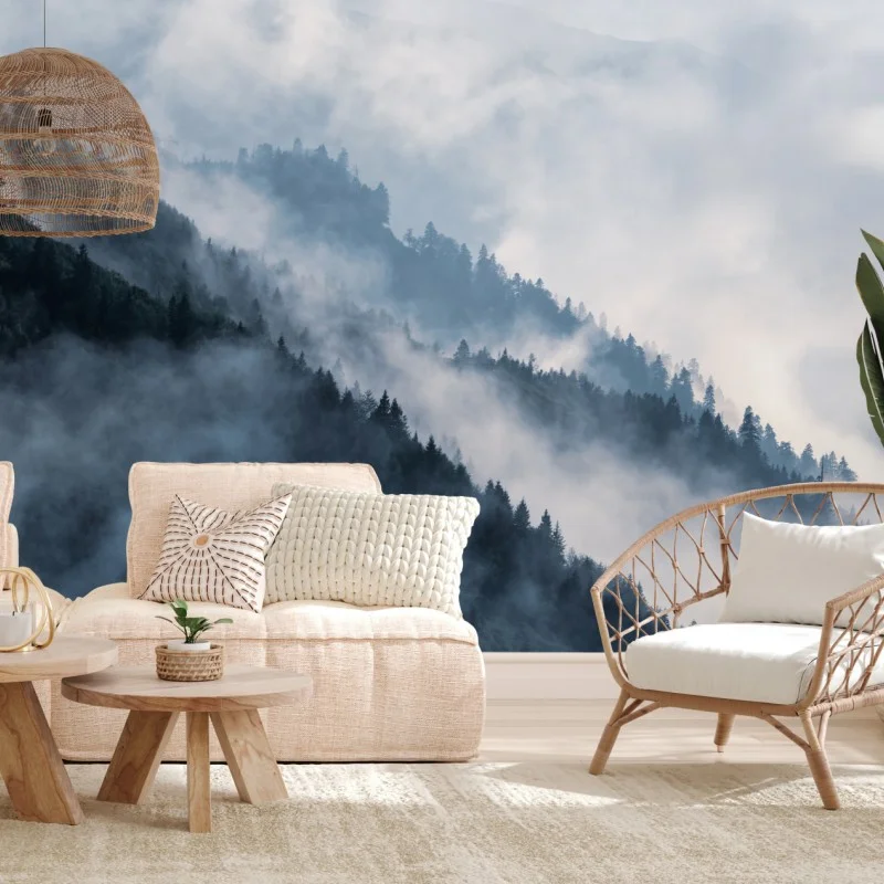Papier peint brume mystérieuse sur les crêtes forestières – Wallnifity® Papier peint brume mystérieuse sur les crêtes forestières – Wallnifity®