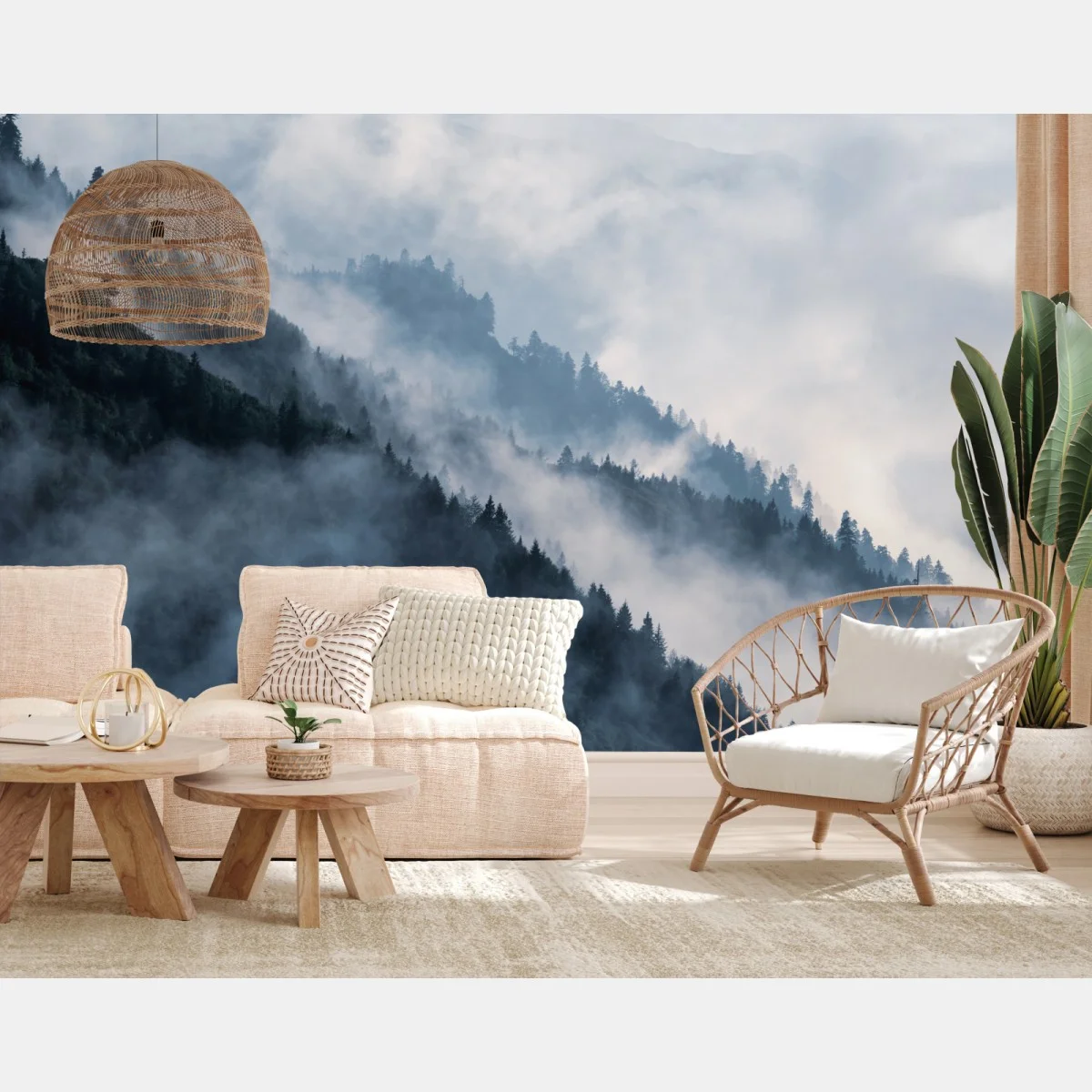 Papier peint brume mystérieuse sur les crêtes forestières – Wallnifity® Papier peint brume mystérieuse sur les crêtes forestières – Wallnifity®