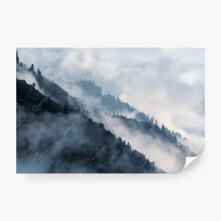 Papier peint brume mystérieuse sur les crêtes forestières – Wallnifity®
