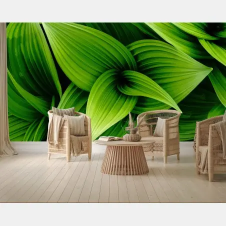 Papier peint feuillage vert luxuriant pour décoration murale – Wallnifity®