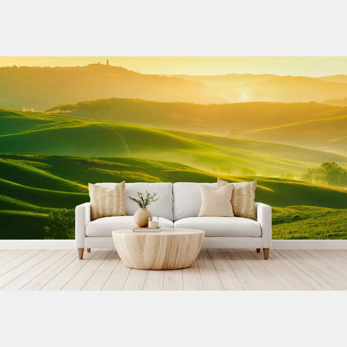 Papier peint collines verdoyantes de la Toscane au lever du soleil – Wallnifity® Papier peint collines verdoyantes de la Toscane au lever du soleil – Wallnifity®