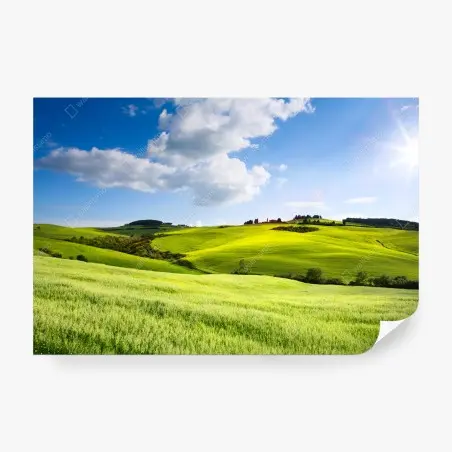 Papier peint douceur des collines de Toscane en lumière dorée – Wallnifity®