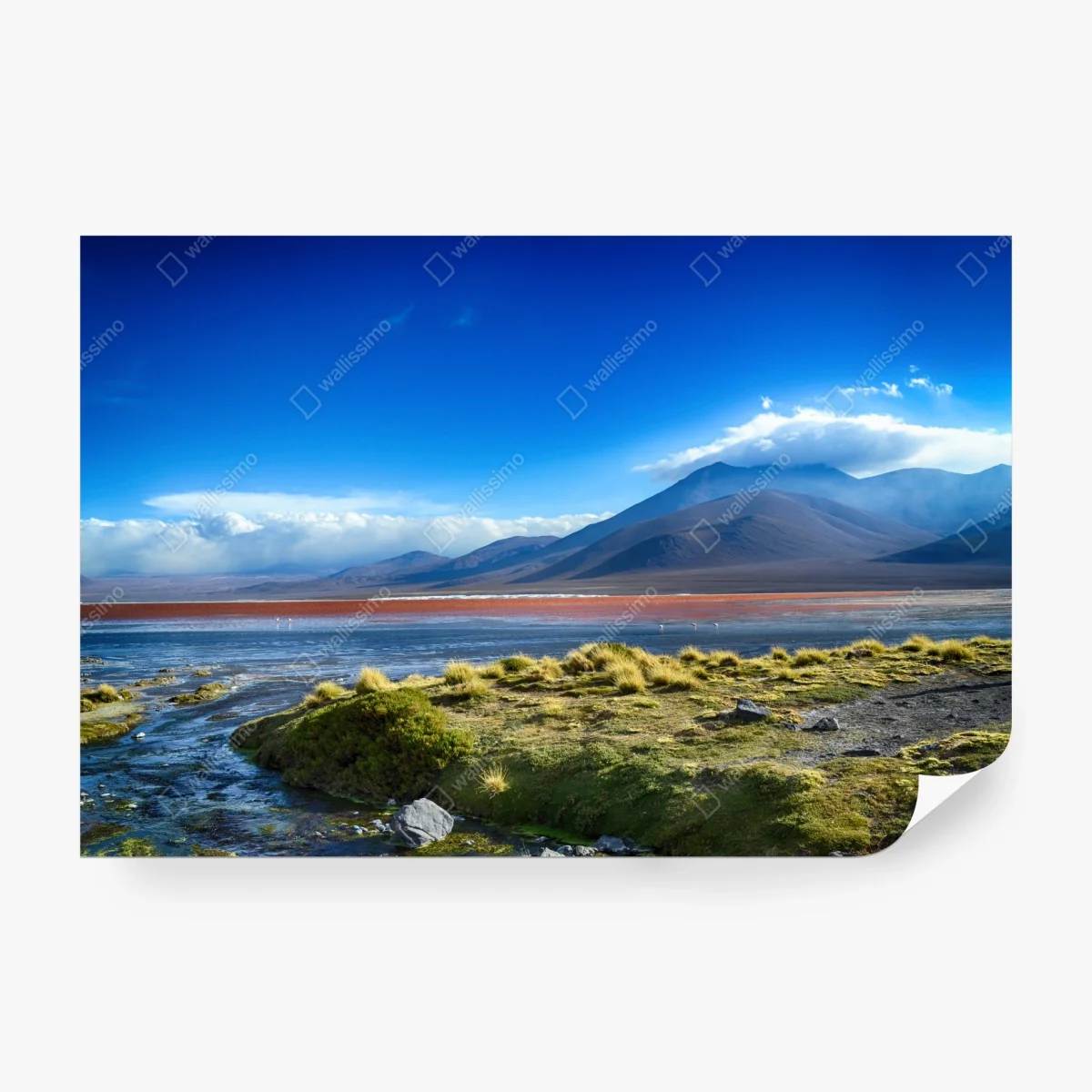 Papier peint lagune andine aux teintes rouges et ciel azur – Wallnifity® Papier peint lagune andine aux teintes rouges et ciel azur – Wallnifity®