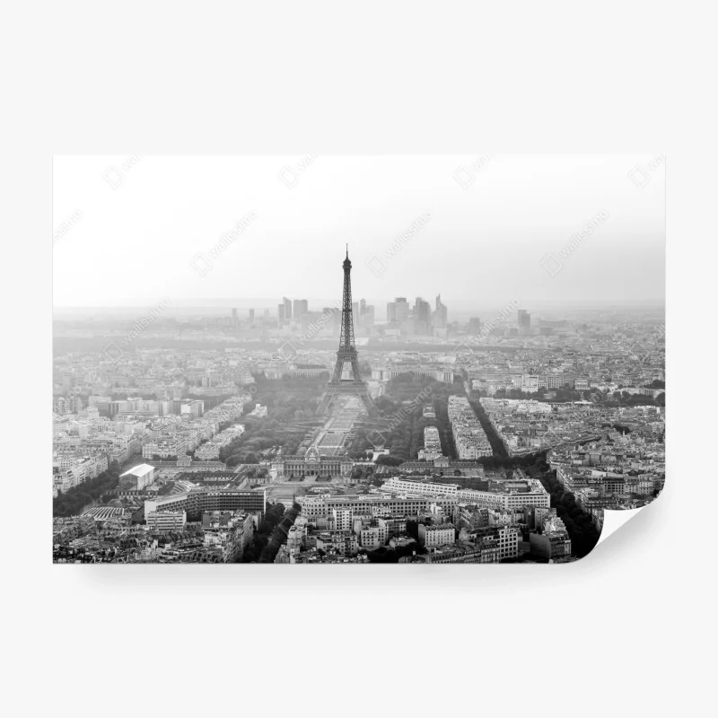 Papier peint vue aérienne en noir et blanc de la Tour Eiffel à Paris – Wallnifity®