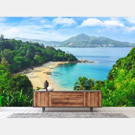 Papier peint baie tropicale aux eaux turquoises – Wallnifity®