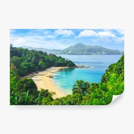 Papier peint baie tropicale aux eaux turquoises – Wallnifity®