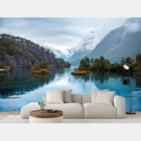 Papier peint reflets sereins du lac Lovatnet – Wallnifity®