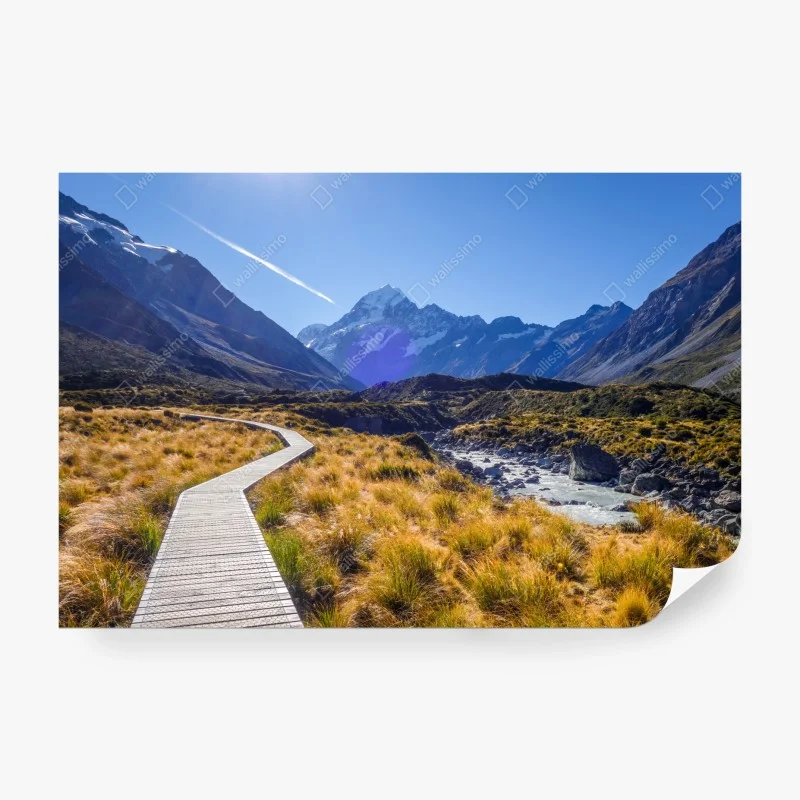 Papier peint sentier panoramique vers Aoraki Mount Cook – Wallnifity® Papier peint sentier panoramique vers Aoraki Mount Cook – Wallnifity®