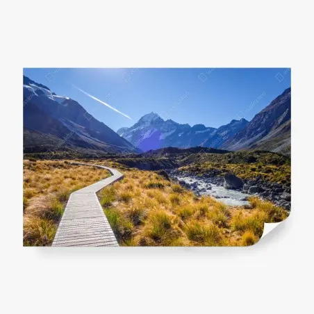 Papier peint sentier panoramique vers Aoraki Mount Cook – Wallnifity®