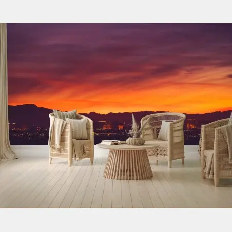 Papier peint coucher de soleil sur Las Vegas - panorama urbain – Wallnifity®