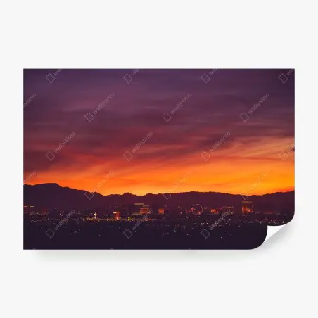 Papier peint coucher de soleil sur Las Vegas - panorama urbain – Wallnifity®