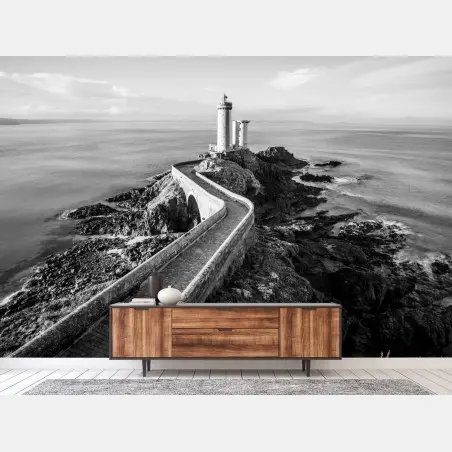 Papier peint phare solitaire sur la côte rocheuse – Wallnifity®