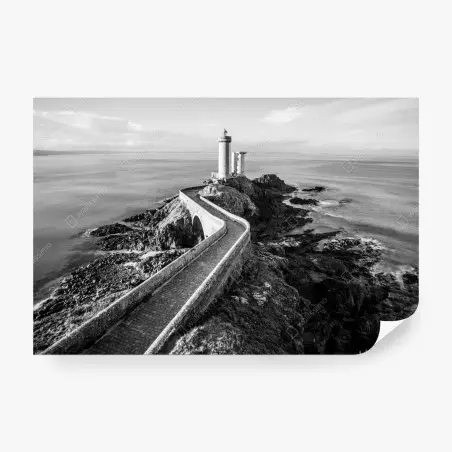 Papier peint phare solitaire sur la côte rocheuse – Wallnifity®