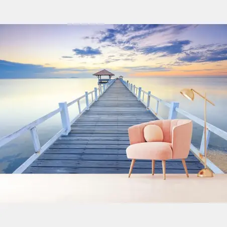 Papier peint jetée en bois au coucher de soleil – Wallnifity®