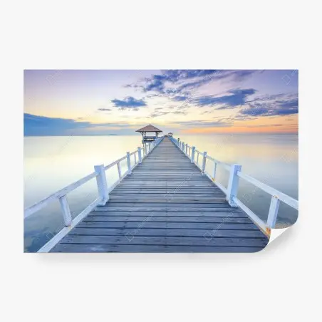 Papier peint jetée en bois au coucher de soleil – Wallnifity®