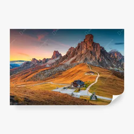 Papier peint coucher de soleil au Passo Giau, Dolomites – Wallnifity®