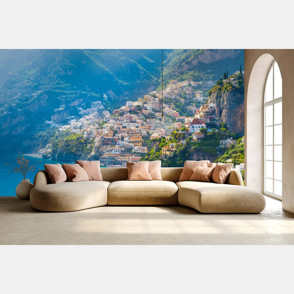 Papier peint vue pittoresque de Positano en bord de mer – Wallnifity® Papier peint vue pittoresque de Positano en bord de mer – Wallnifity®