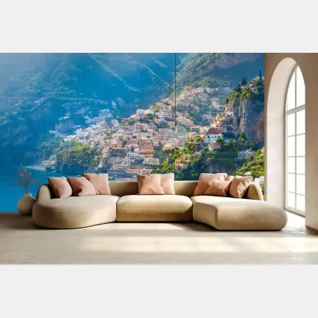 Papier peint vue pittoresque de Positano en bord de mer – Wallnifity®