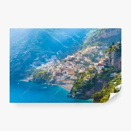 Papier peint vue pittoresque de Positano en bord de mer – Wallnifity®