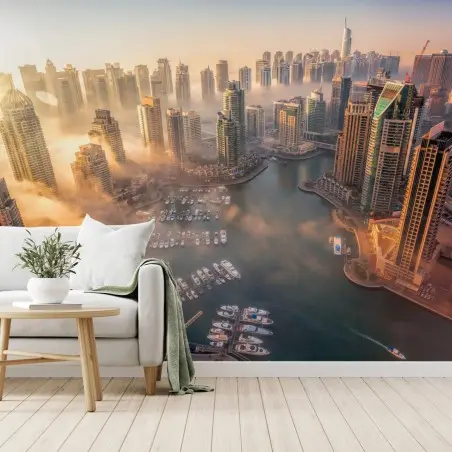 Papier peint Dubaï Marina au coucher de soleil – Wallnifity®