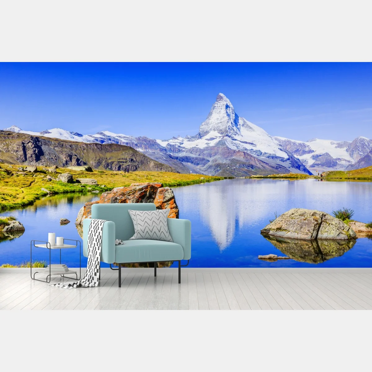 Papier peint reflet du Cervin sur le lac Stellisee – Wallnifity® Papier peint reflet du Cervin sur le lac Stellisee – Wallnifity®