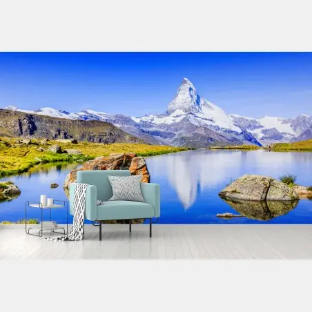 Papier peint reflet du Cervin sur le lac Stellisee – Wallnifity®