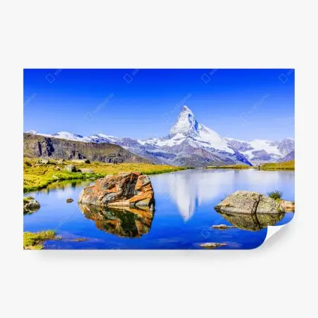 Papier peint reflet du Cervin sur le lac Stellisee – Wallnifity®