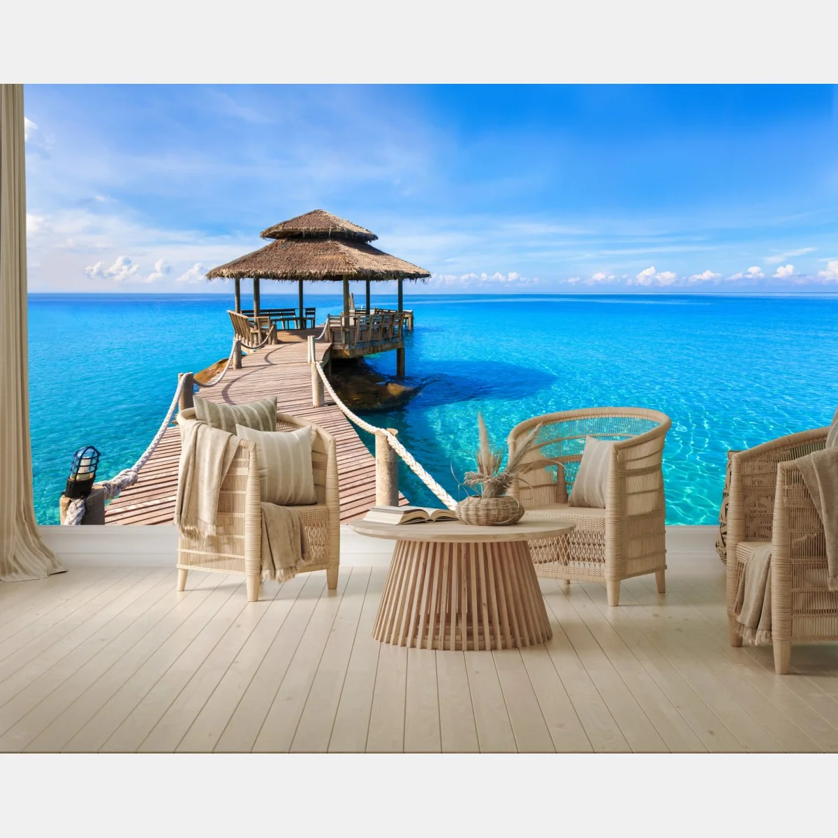 Papier peint escapade tropicale sur pilotis – Wallnifity® Papier peint escapade tropicale sur pilotis – Wallnifity®