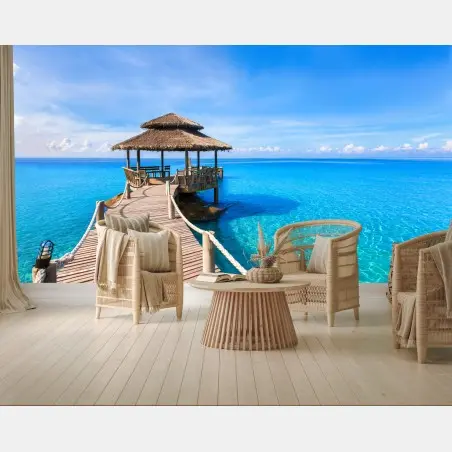 Papier peint escapade tropicale sur pilotis – Wallnifity®