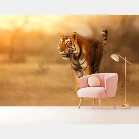 Papier peint tigre majestueux au coucher de soleil – Wallnifity®