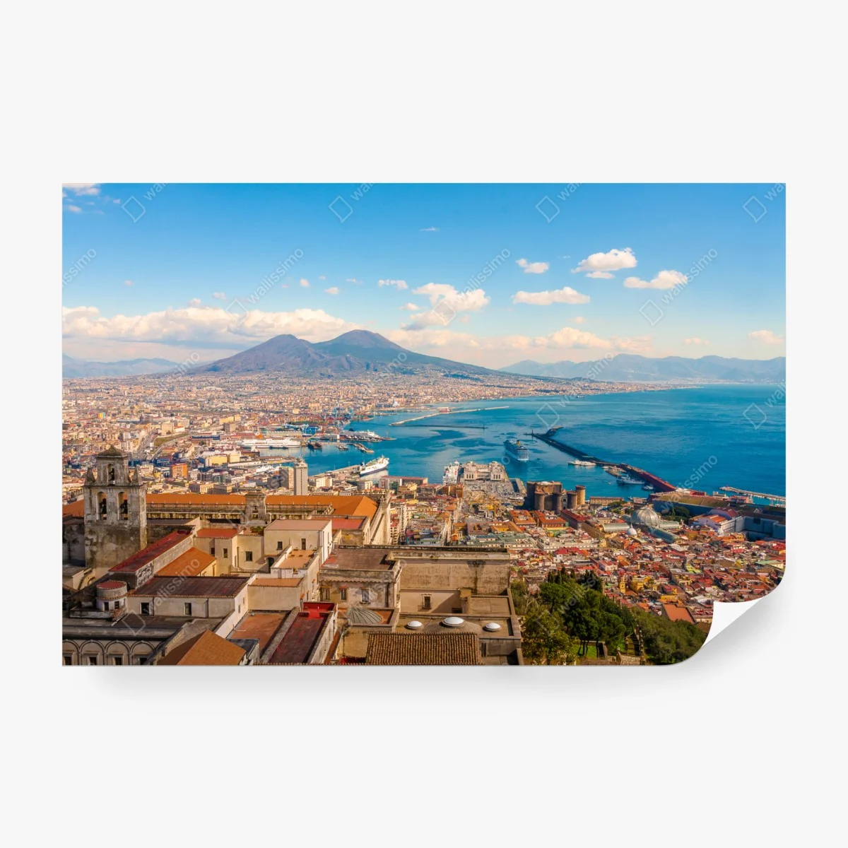 Papier peint vue panoramique sur Naples et le Vésuve – Wallnifity® Papier peint vue panoramique sur Naples et le Vésuve – Wallnifity®