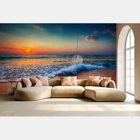 Papier peint aube dorée sur la mer – Wallnifity®