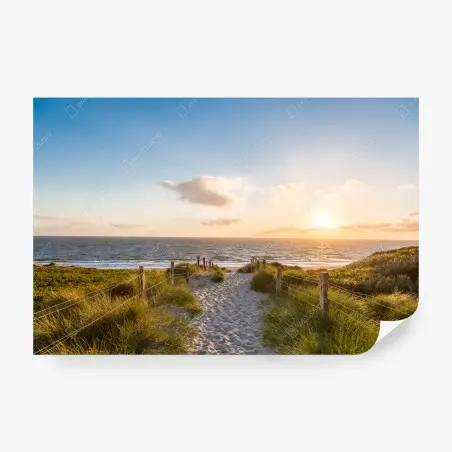 Papier peint chemin vers l'océan au coucher du soleil – Wallnifity®