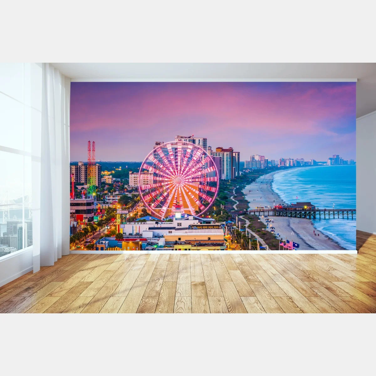 Papier peint grande roue illuminée de Myrtle Beach au coucher du soleil – Wallnifity® Papier peint grande roue illuminée de Myrtle Beach au coucher du soleil – Wallnifity®